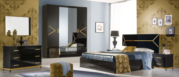 Product photograph of Elegance Black Italian 2 Drawer Night Table from Choice Furniture Superstore.